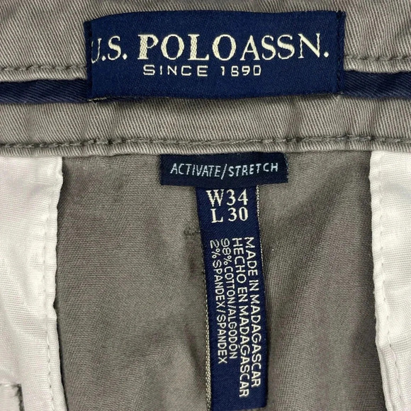 U.S. Polo Assn. Men’s Beige Khaki Pants, W34 L30 - Slim Fit, Embroidered Logo - Picture 4 of 10